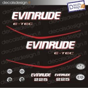 EVINRUDE MARINE ENGINE STICKERS 225 CV E-TEC