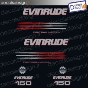 EVINRUDE MARINE ENGINE STICKERS 150 CV FICHT RAM INJECTION