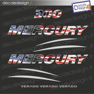 ADESIVI MOTORE MARINO FUORIBORDO MERCURY VERADO 300 CV RESINATO 3D – VERSIONE AMERICA – CALANDRA SCURA
