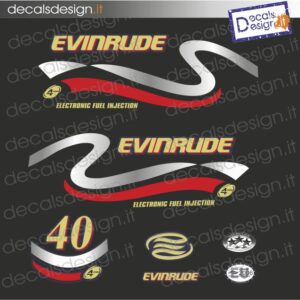 ADESIVI MOTORE MARINO EVINRUDE 40 CV FOUR STROKE scritte oro